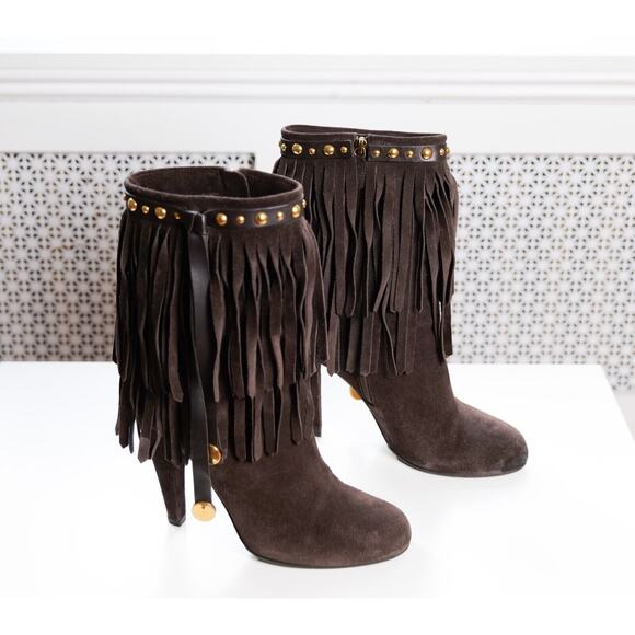 Gucci Brown Hysteria Baboushka Suede Fringe Boots (IT39, US9) F/W2008 pre-owned - Picture 3 of 12